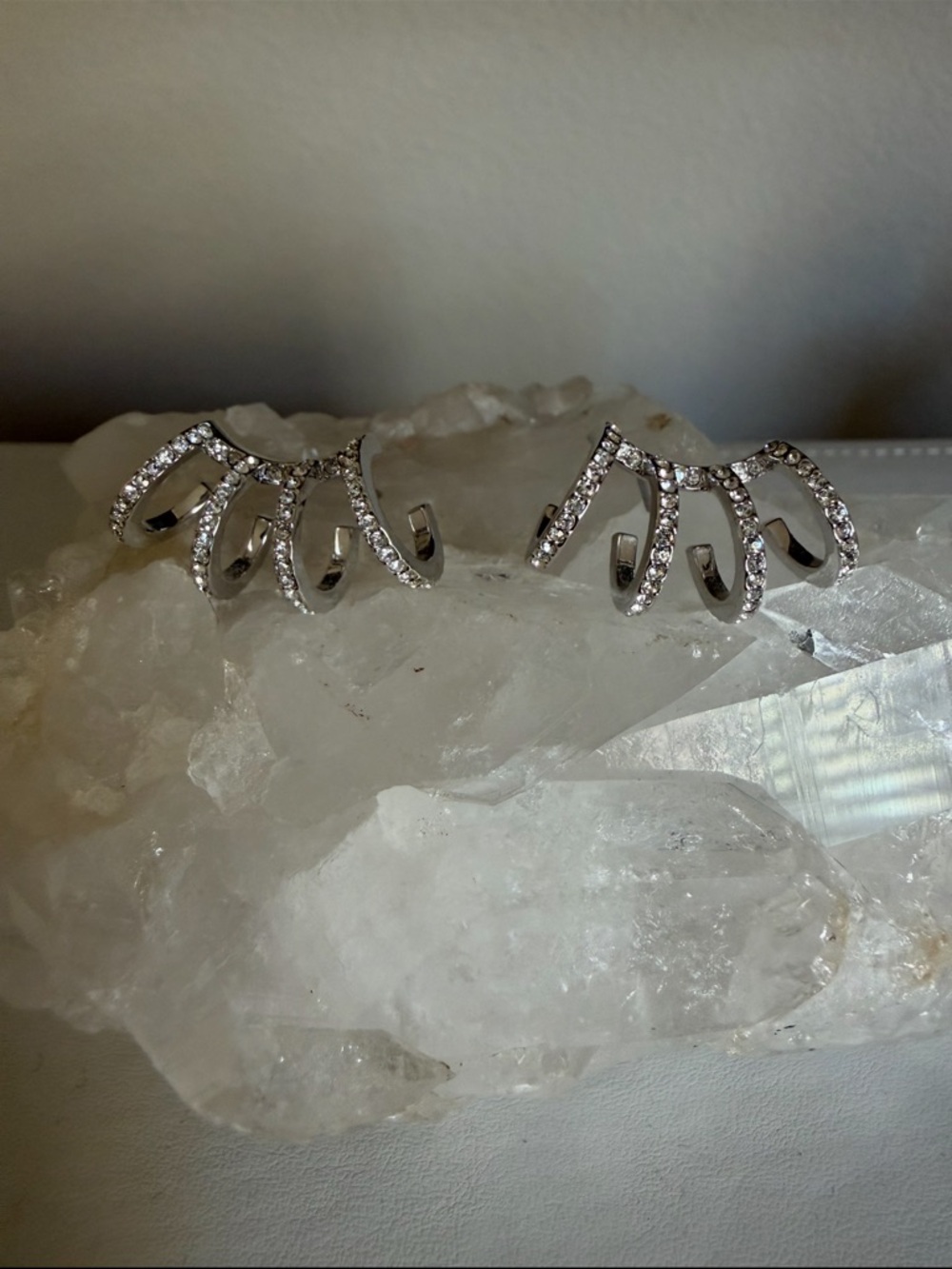 Nordstrom Silver Crystal Fan Ear Crawlers